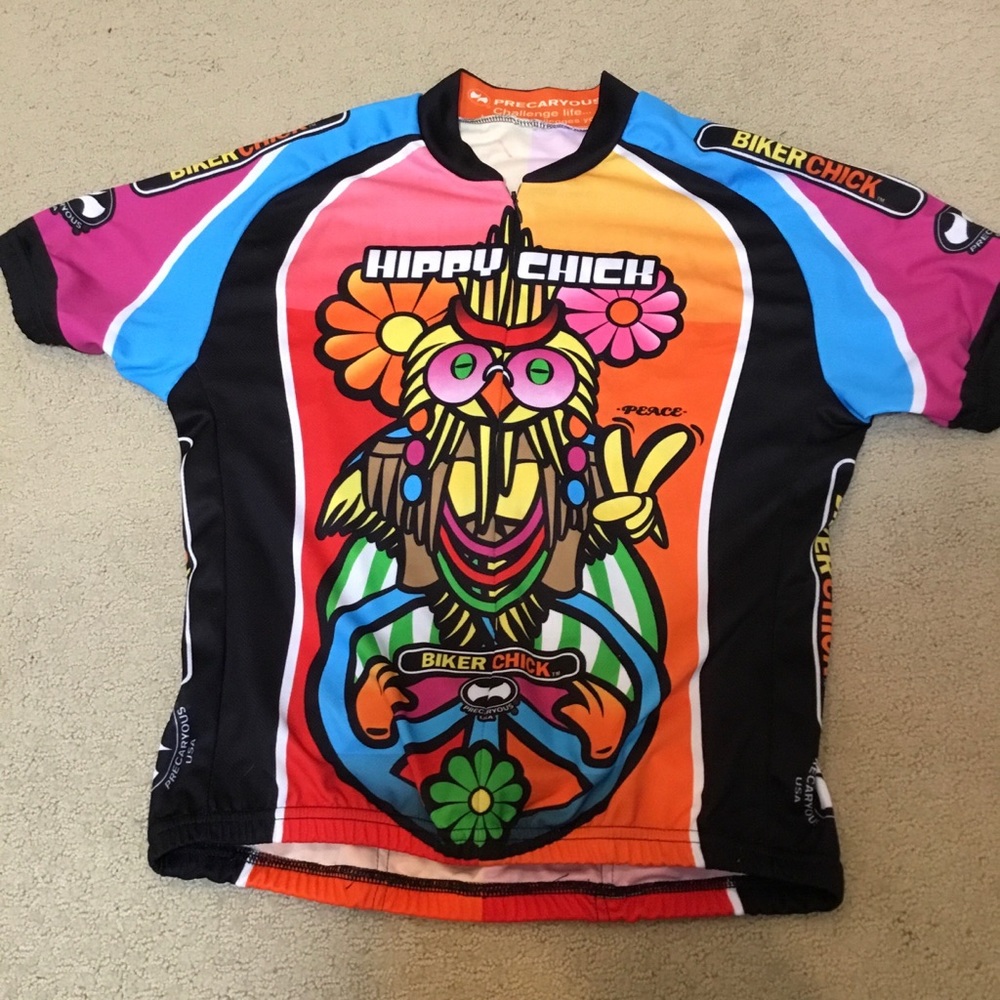 Precayous Hippy  Chick cycling jersey